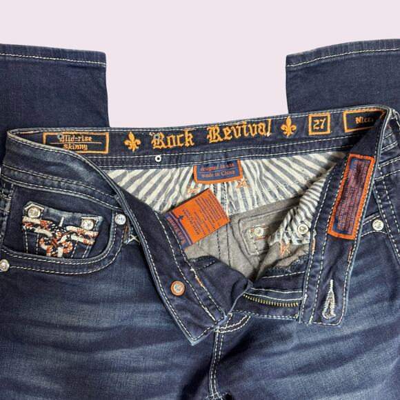 Reworked Rock Forever Rock Revival Bell Bottom Flare Jeans - Picture 4 of 7